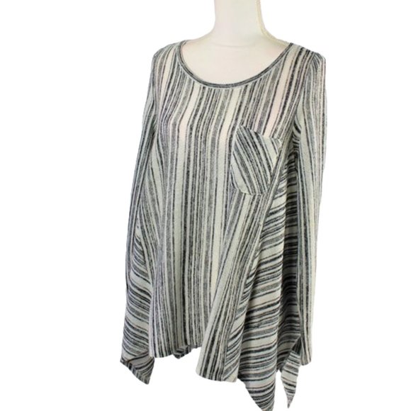 Verve Ami White Black Stripe High Low Oversized Pull-Over Sweater, Size … - Picture 3 of 6